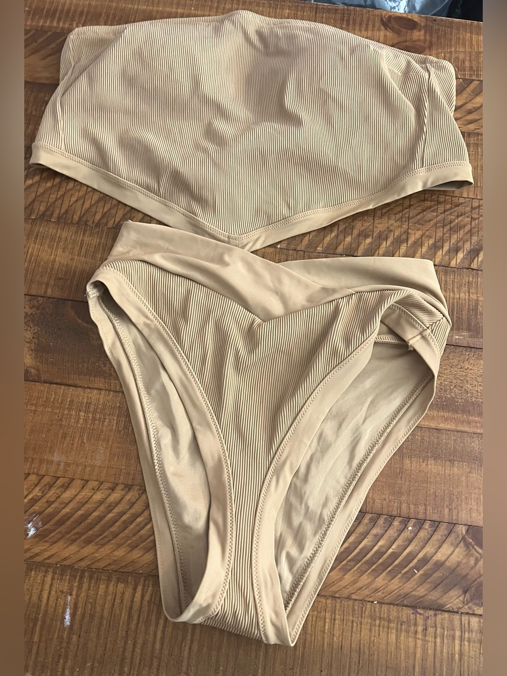 NWT Aerie FULL SET Ribbed Longline Bandana Tieback + High Waist Crossover Bottom